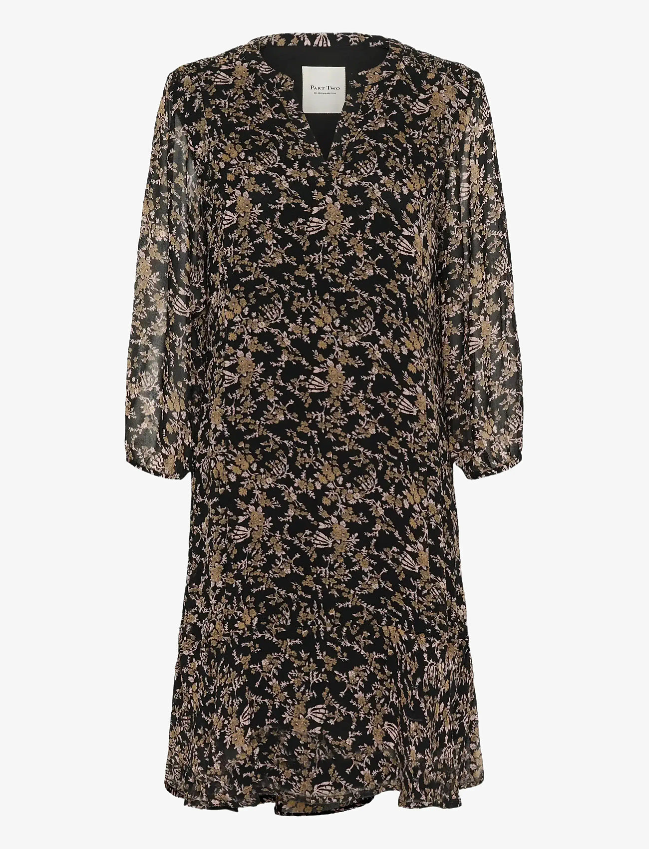 Part Two - ElkasPW DR - hemdkleider - black flower bouquet print - 0