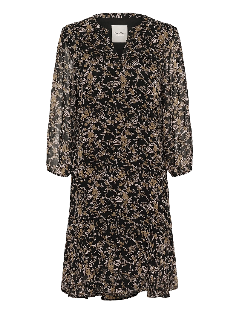 Part Two - ElkasPW DR - hemdkleider - black flower bouquet print - 1