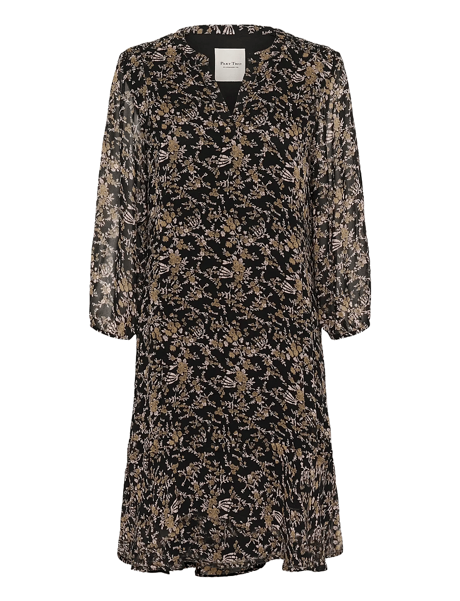 Part Two - ElkasPW DR - skjortekjoler - black flower bouquet print - 1