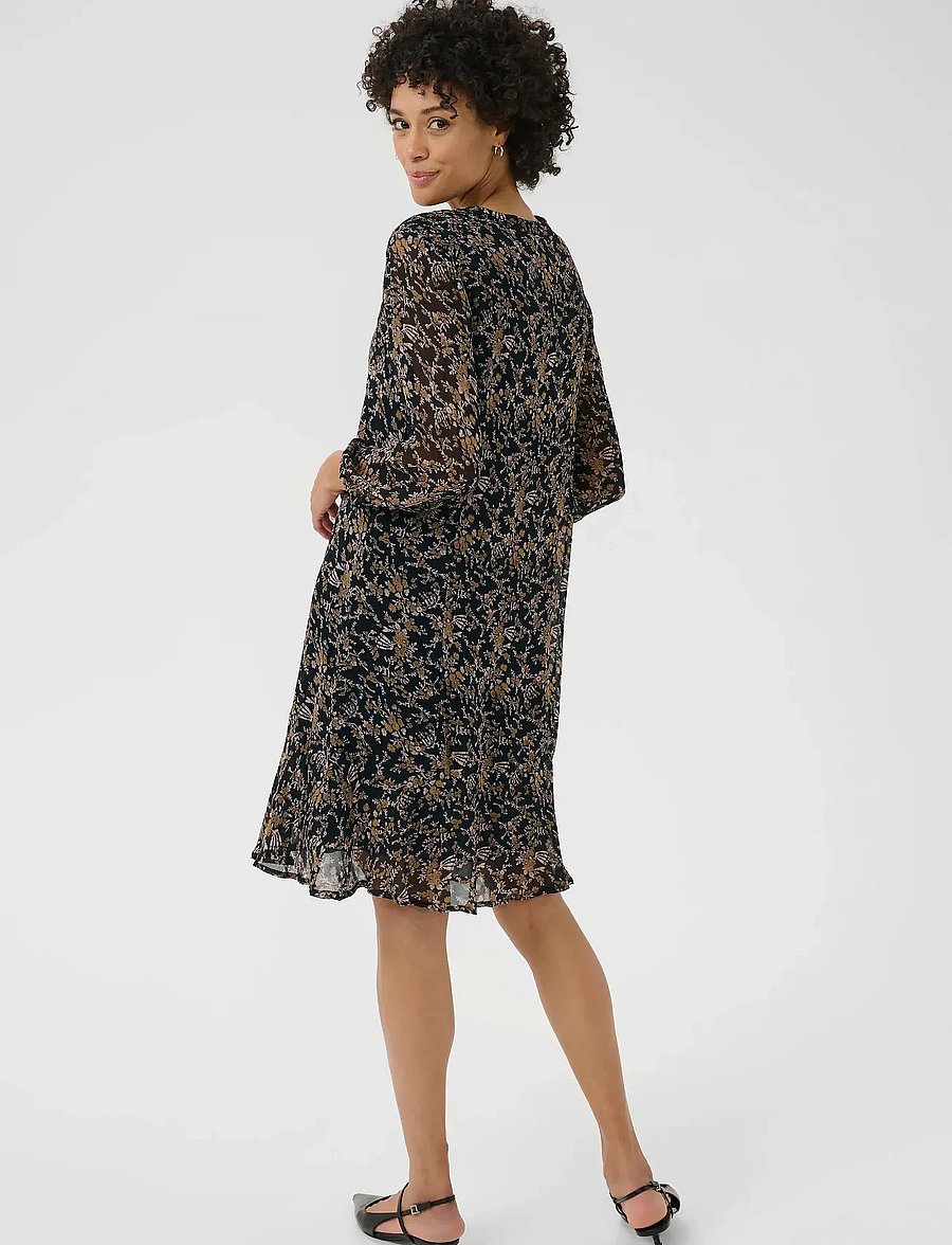 Part Two - ElkasPW DR - skjortekjoler - black flower bouquet print - 4