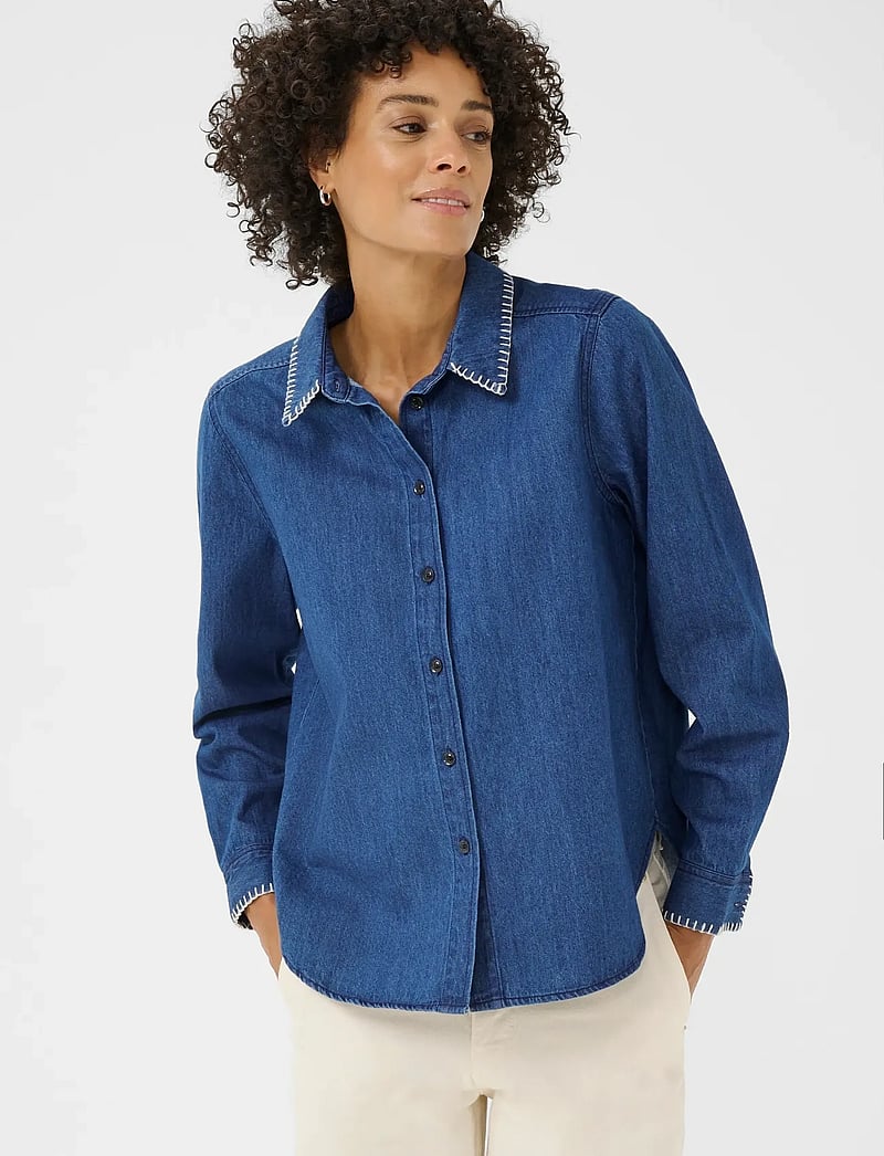 Part Two - SarafiaPW SH - jeansskjortor - medium blue stich - 0