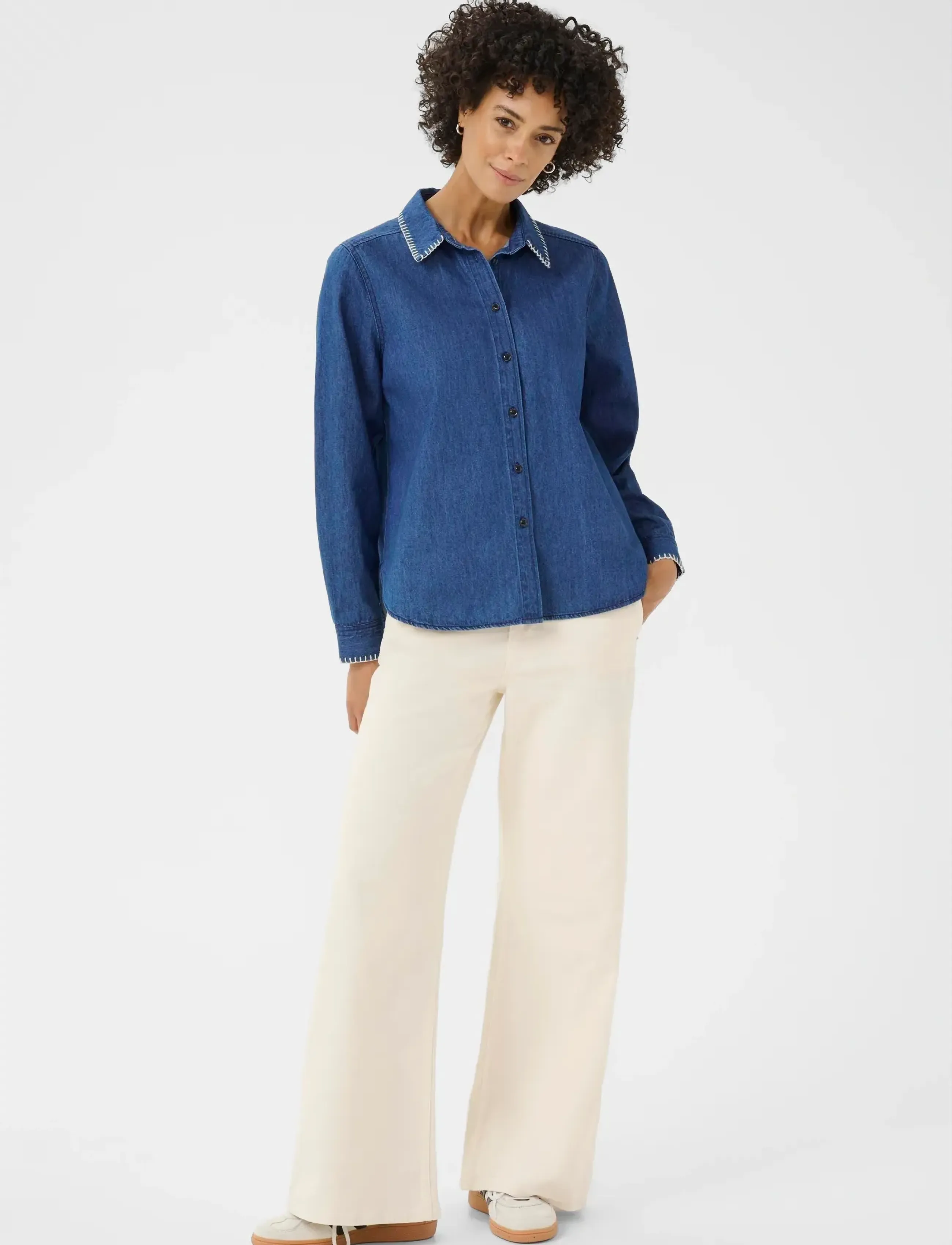 Part Two - SarafiaPW SH - chemises en jeans - medium blue stich - 3