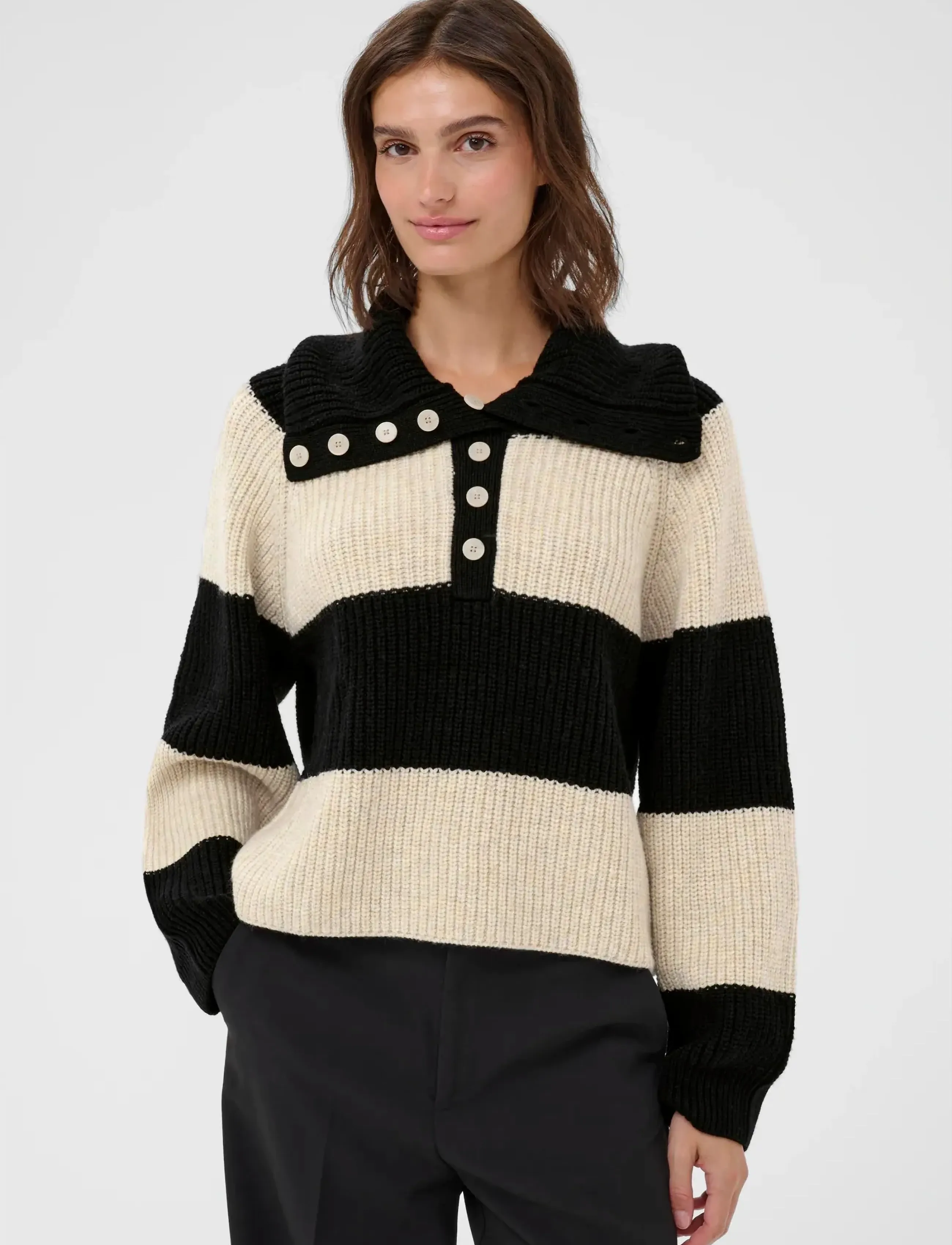 Part Two SimraPW PU - Kudumid - FRENCH OAK/ BLACK BLOCK STRIPE / black