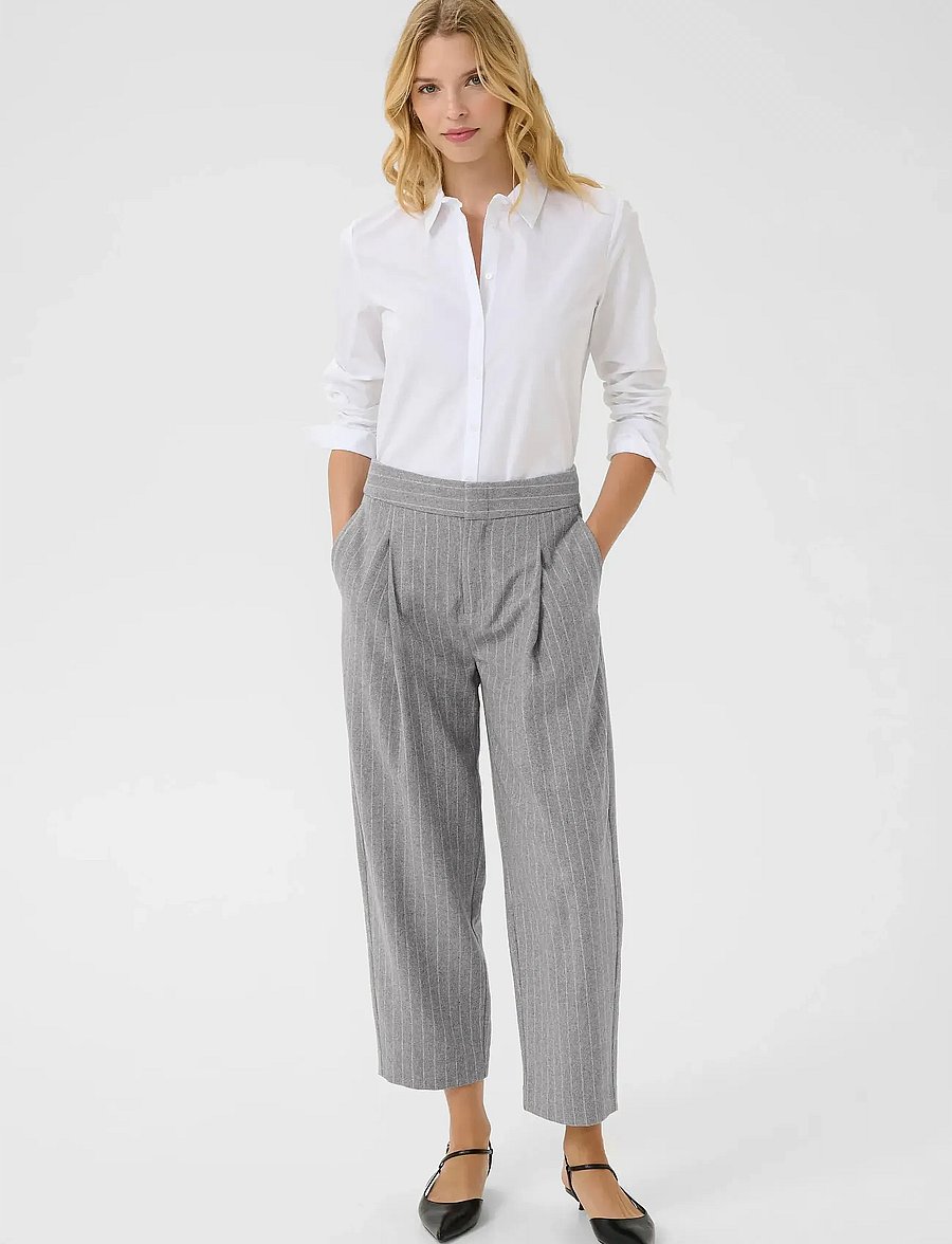 Part Two - SolbrittPW PA - „barrel“ silueto kelnės - medium grey pinstripe - 1