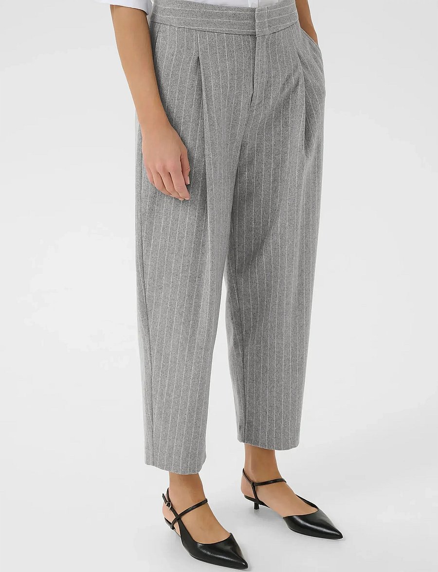 Part Two - SolbrittPW PA - „barrel“ silueto kelnės - medium grey pinstripe - 3