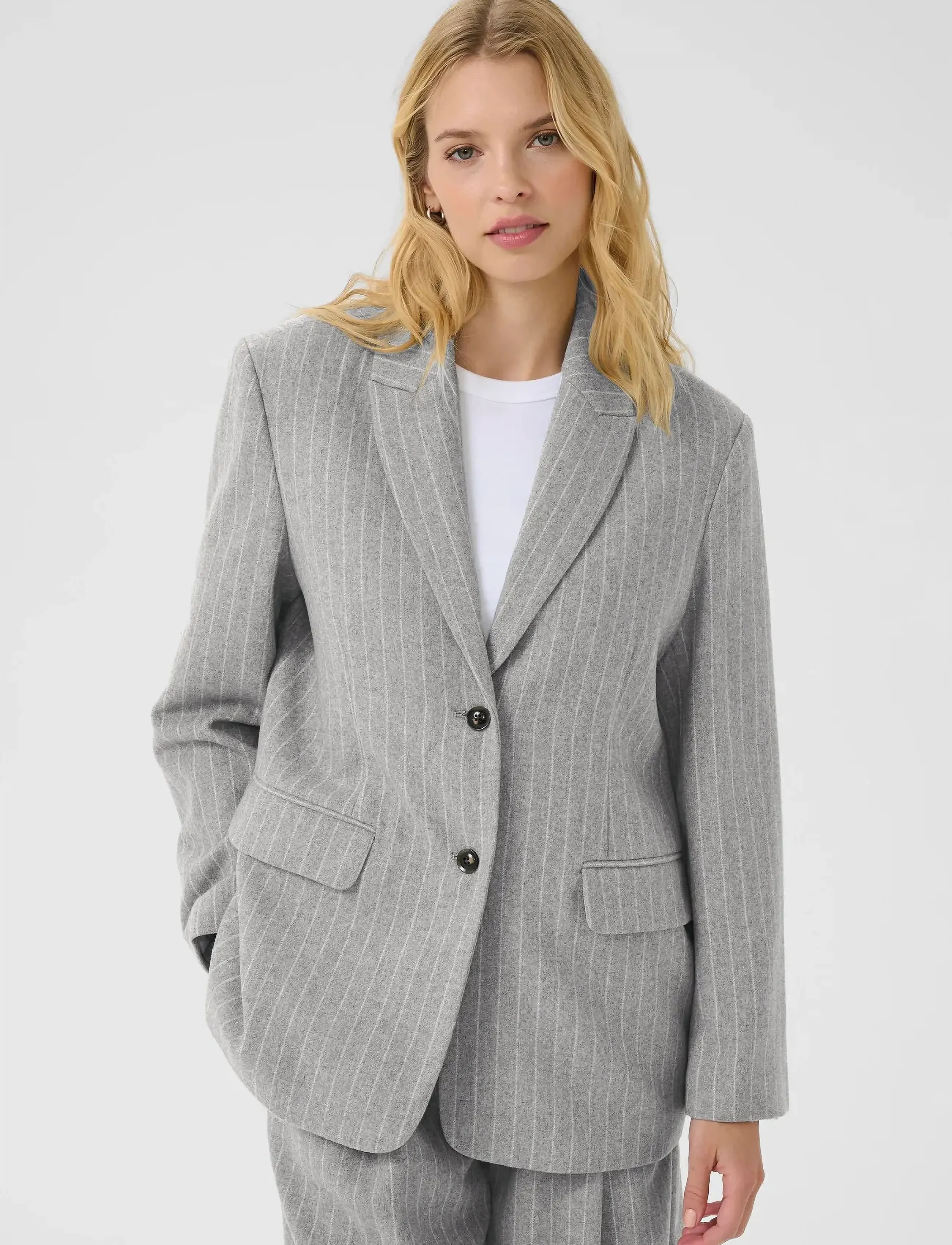 Part Two - SomayaPW BZ - single breasted blazers - medium grey pinstripe - 4
