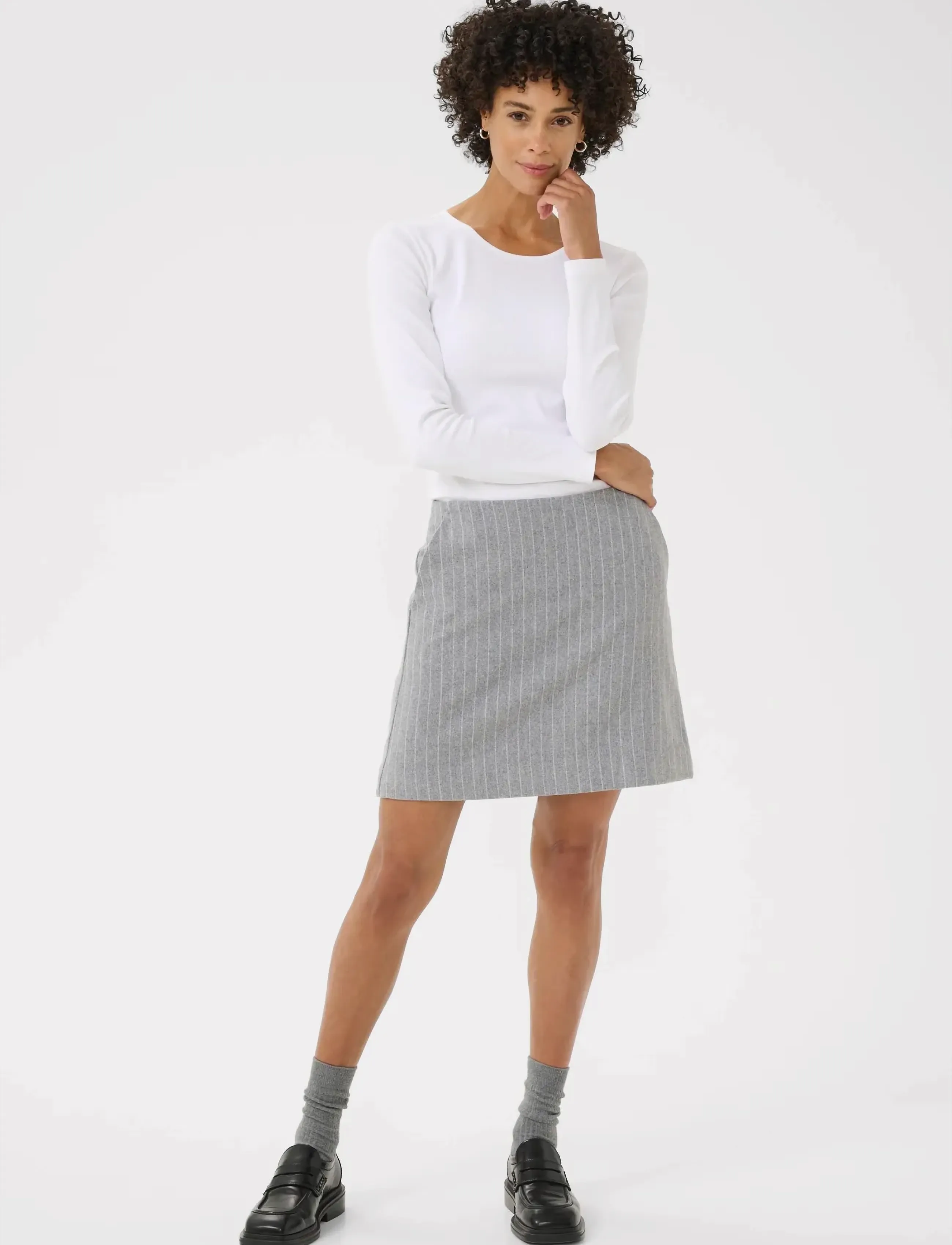 Part Two - SissaPW SK - kurze röcke - medium grey pinstripe - 3