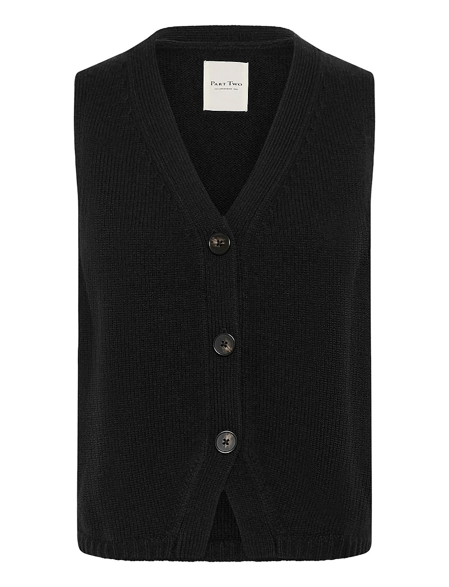 Part Two - SylvaPW Waistcoat - strickwesten - black - 1