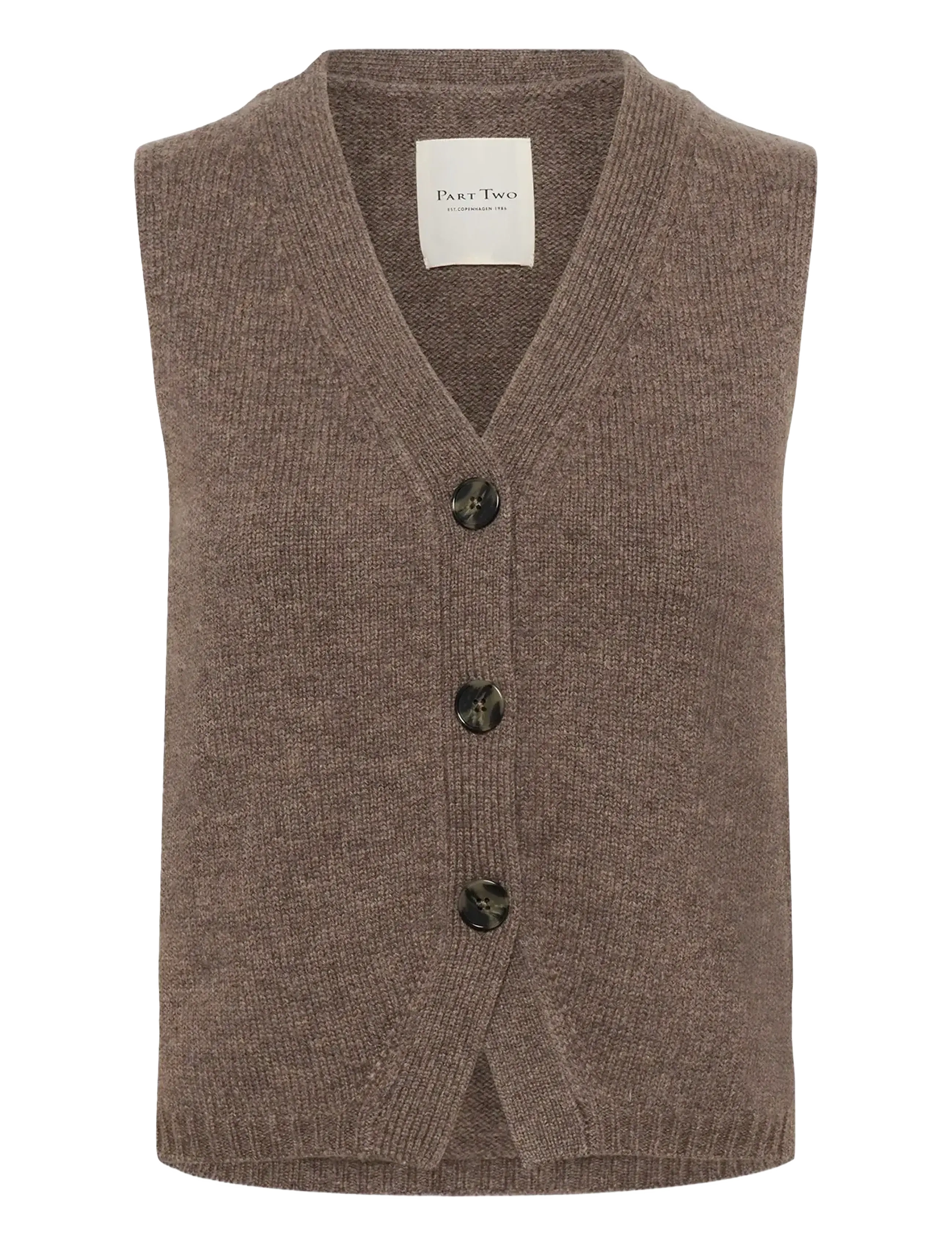 Part Two SylvaPW Waistcoat - Stickade västar - FALCON MELANGE / brown