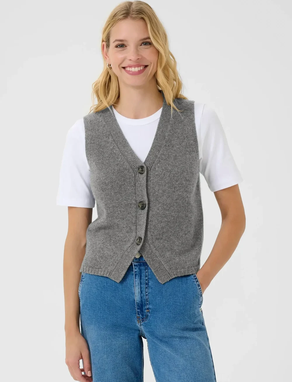 Part Two - SylvaPW WA - stickade västar - medium grey melange - 0