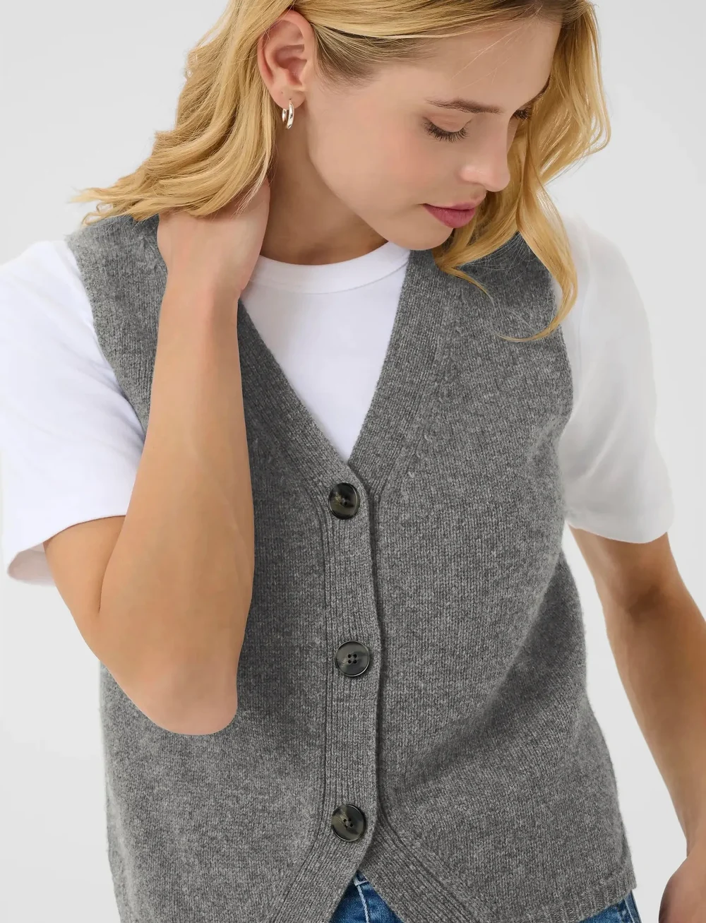 Part Two - SylvaPW WA - stickade västar - medium grey melange - 5