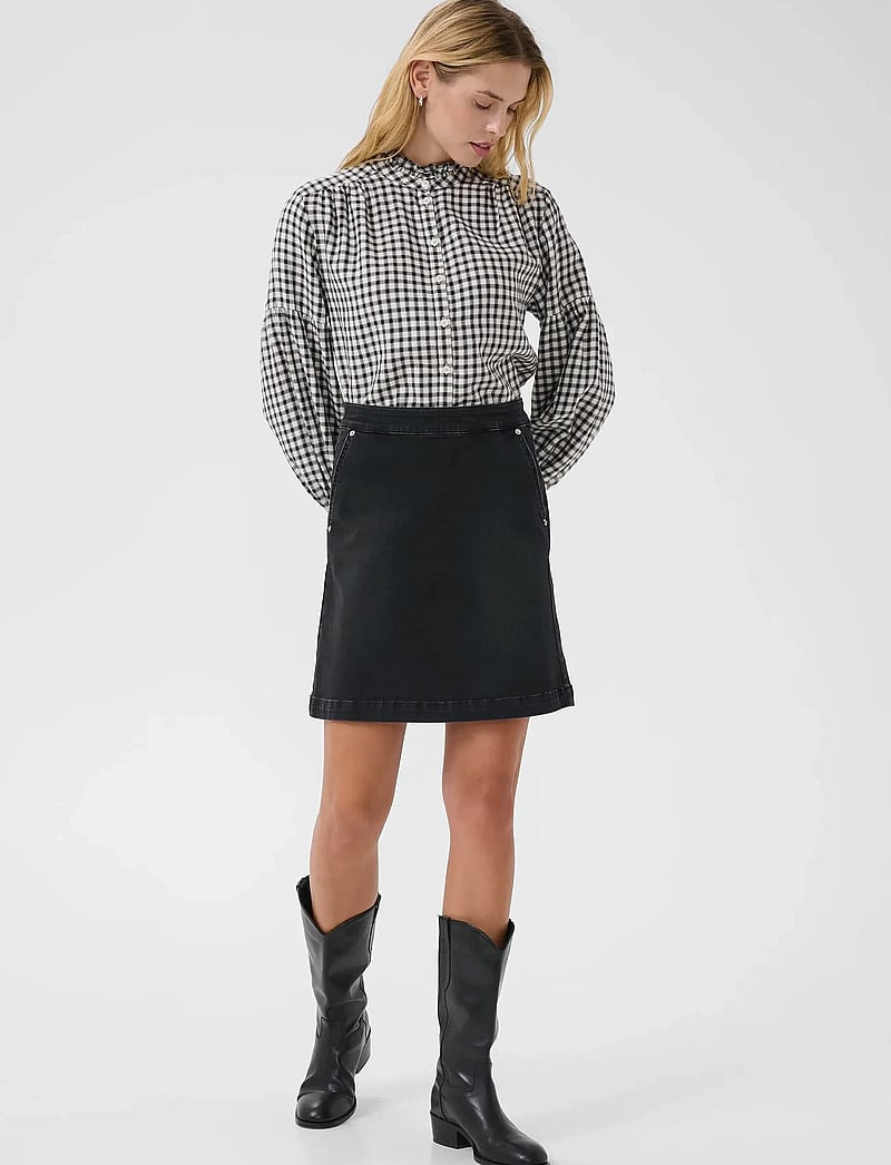 Part Two - SaigePW SK - jeanskjolar - washed black denim - 5