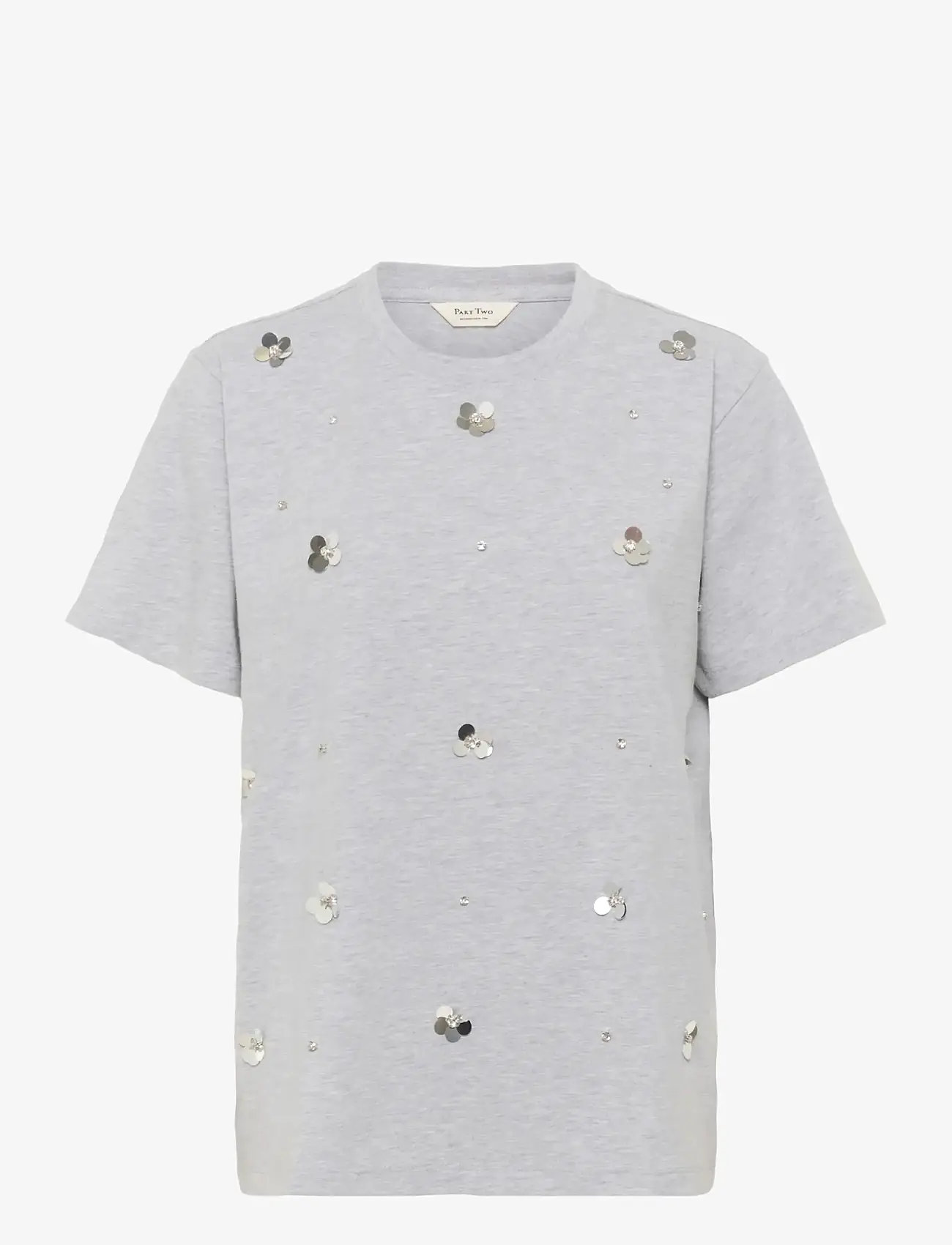 Part Two - JaminaPW TS - efterårstøj - grey melange embellishment - 0