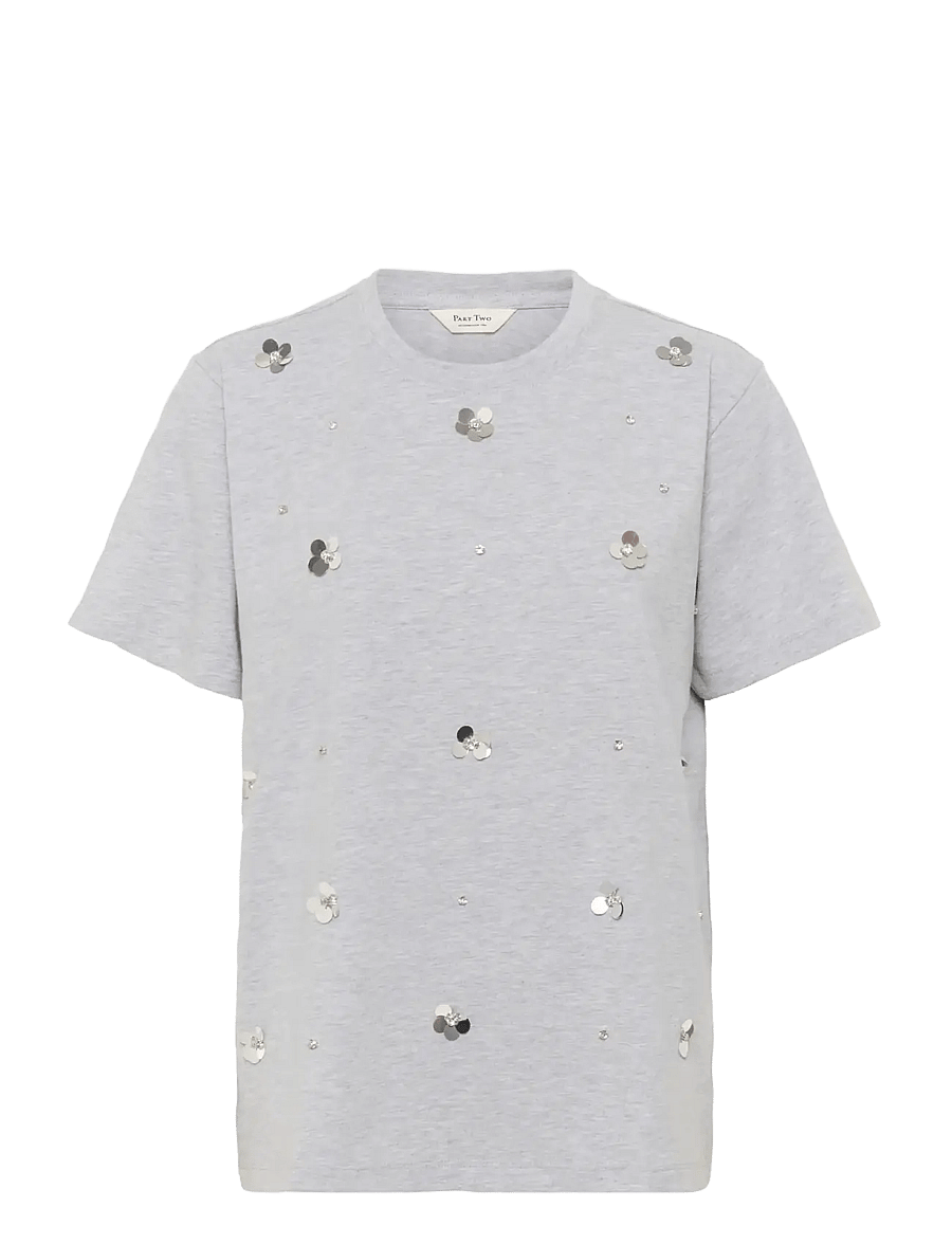 Part Two - JaminaPW TS - t-shirts - grey melange embellishment - 0