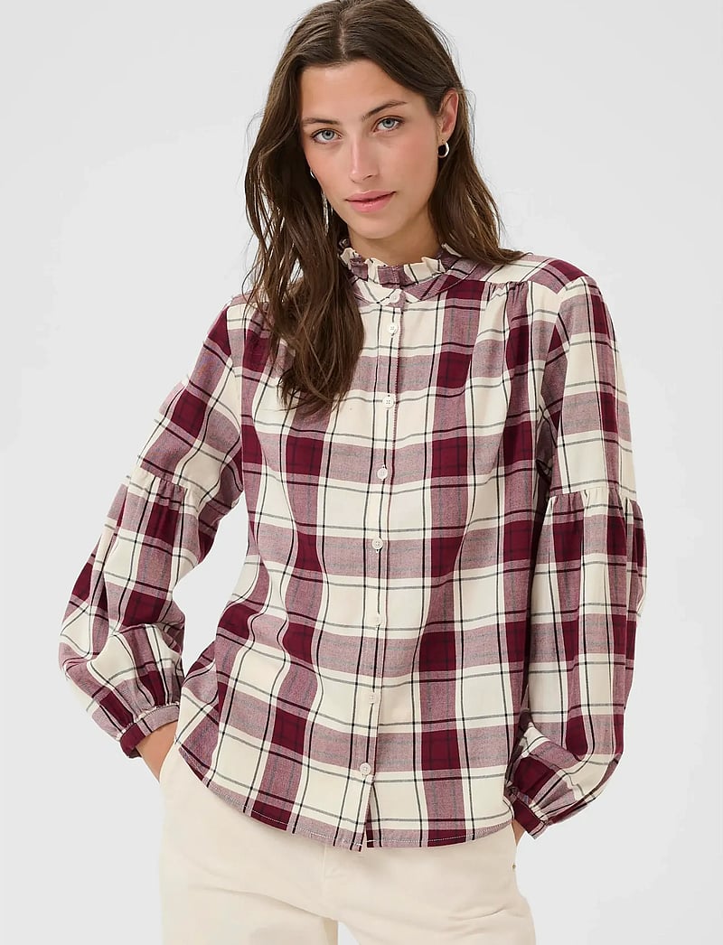 Part Two - SamillaPW SH - långärmade skjortor - tawny port check - 0