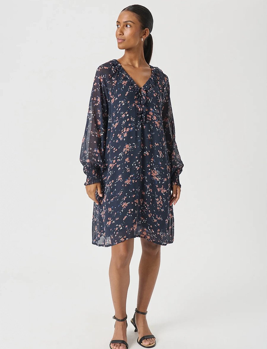 Part Two - UrmaDR - midikleider - dark navy mini flower print - 3