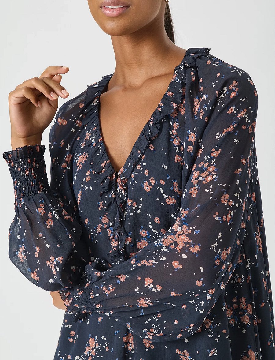 Part Two - UrmaDR - midimekot - dark navy mini flower print - 5