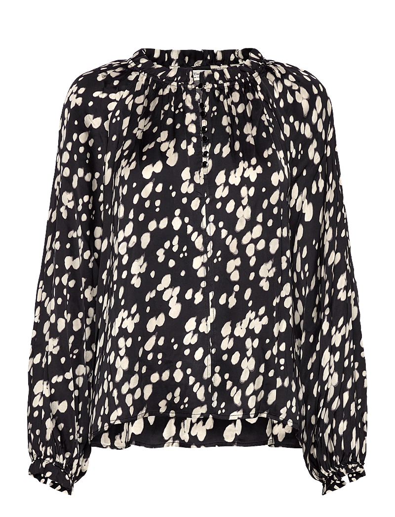 Part Two - VenessaPW BL - långärmade blusar - black dot print - 1