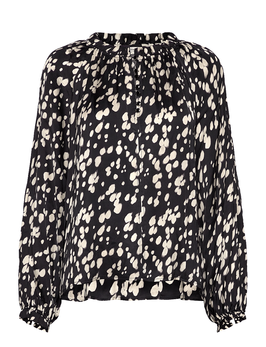 Part Two - VenessaPW BL - langärmelige blusen - black dot print - 1