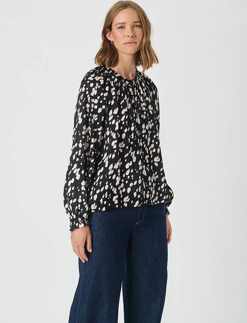 Part Two - VenessaPW BL - långärmade blusar - black dot print - 0