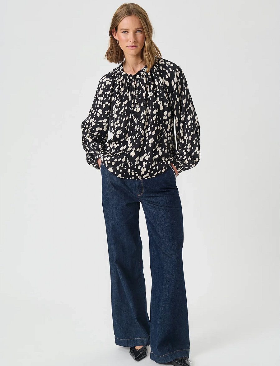 Part Two - VenessaPW BL - langärmelige blusen - black dot print - 3