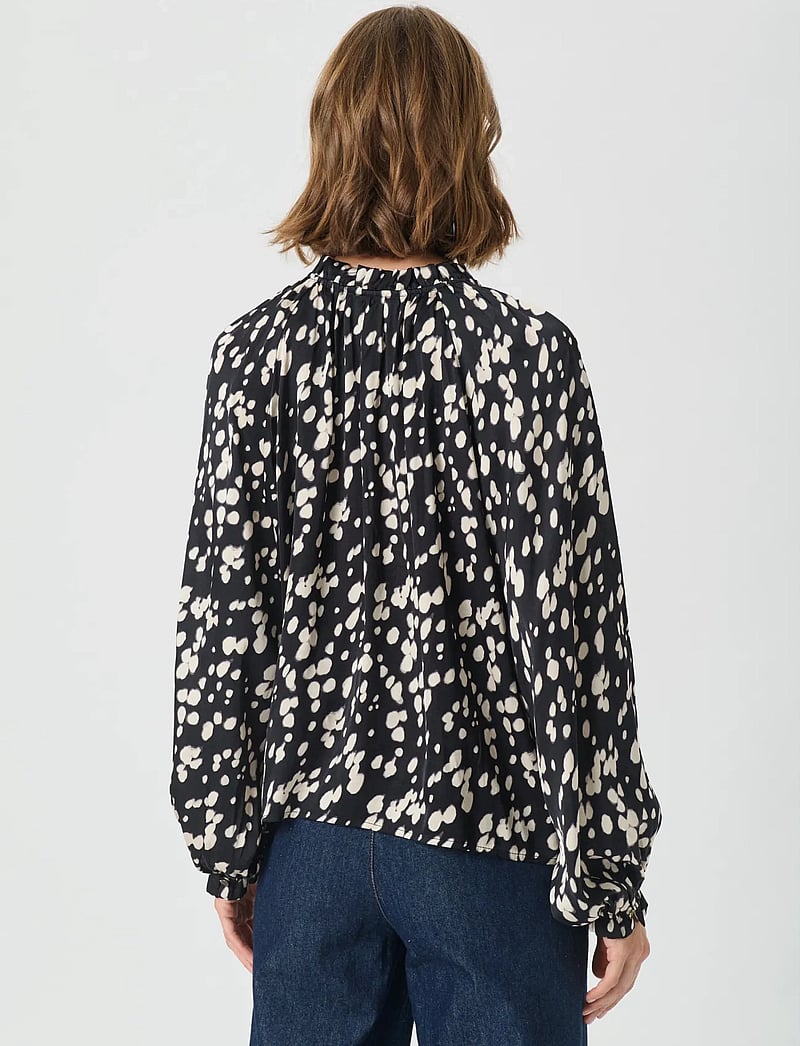 Part Two - VenessaPW BL - långärmade blusar - black dot print - 4