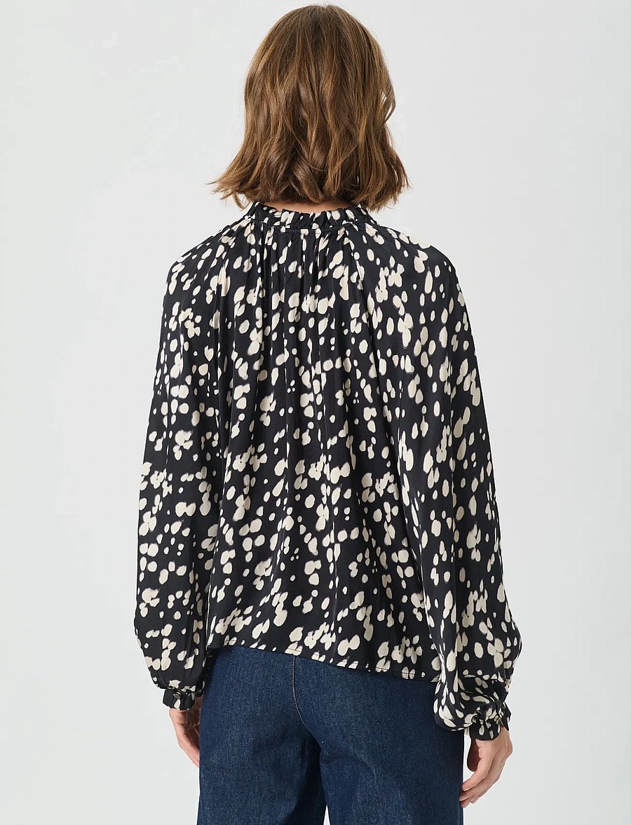 Part Two - VenessaPW BL - langärmelige blusen - black dot print - 4