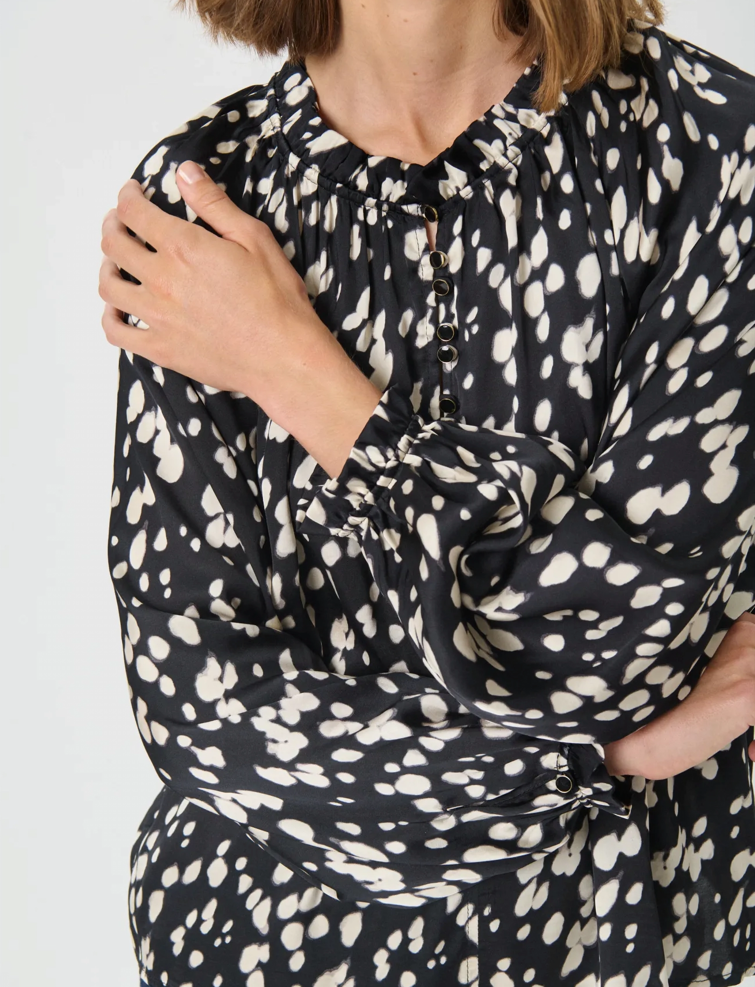 Part Two - VenessaPW BL - pikkade varrukatega pluusid - black dot print - 5