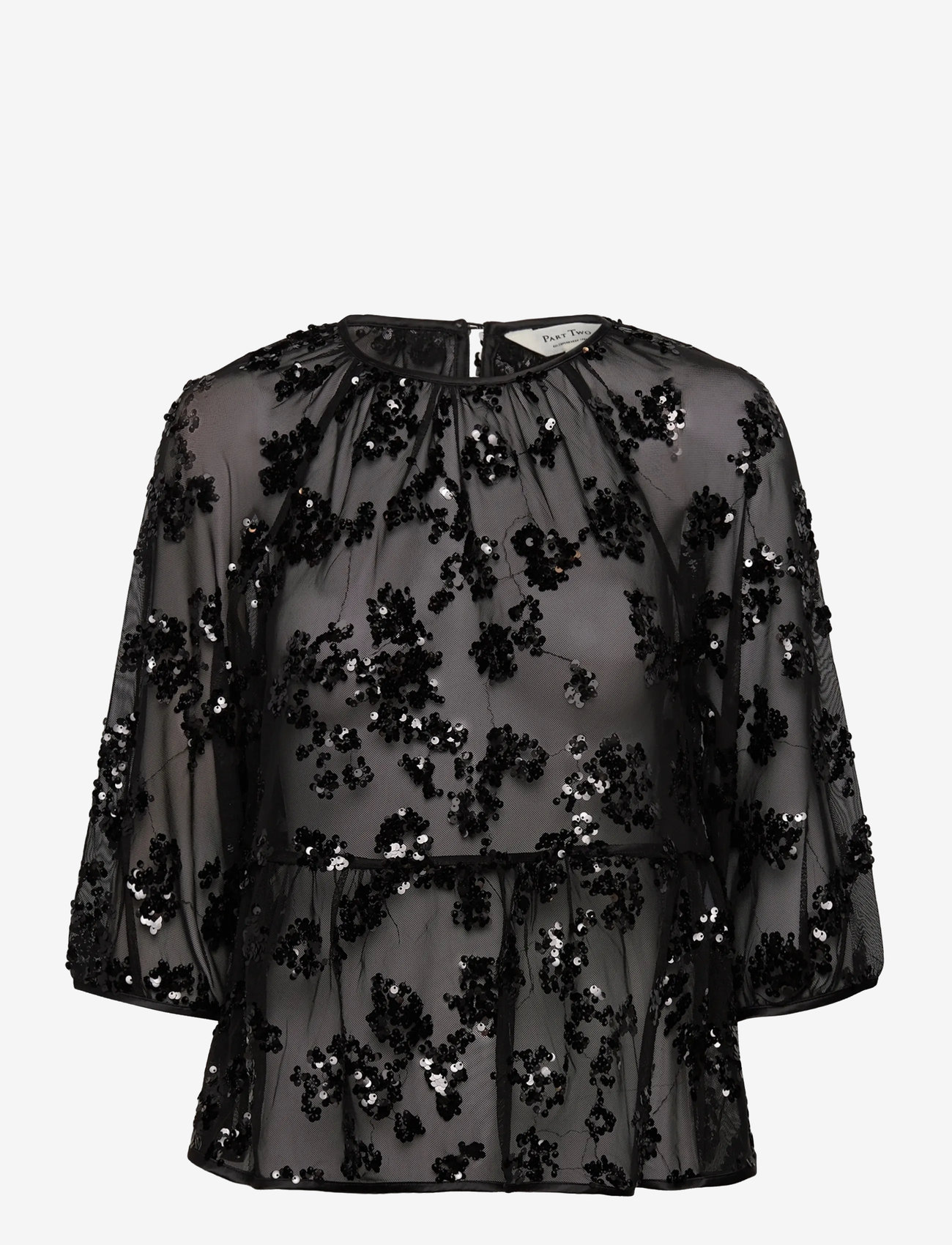 Part Two - VivanPW BL - langærmede bluser - black sequins on mesh - 0