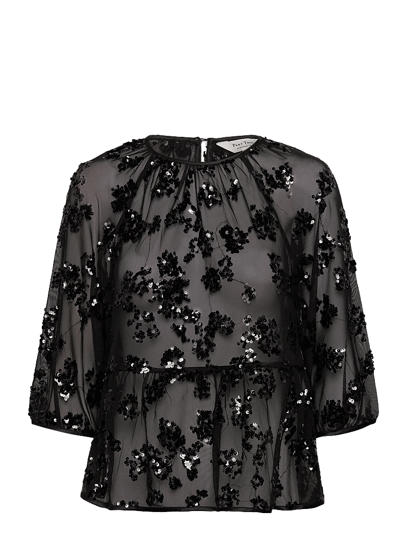 Part Two - VivanPW BL - langärmlige blusen - black sequins on mesh - 1