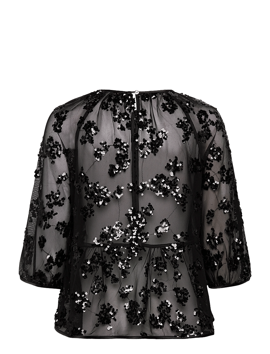 Part Two - VivanPW BL - langärmelige blusen - black sequins on mesh - 2