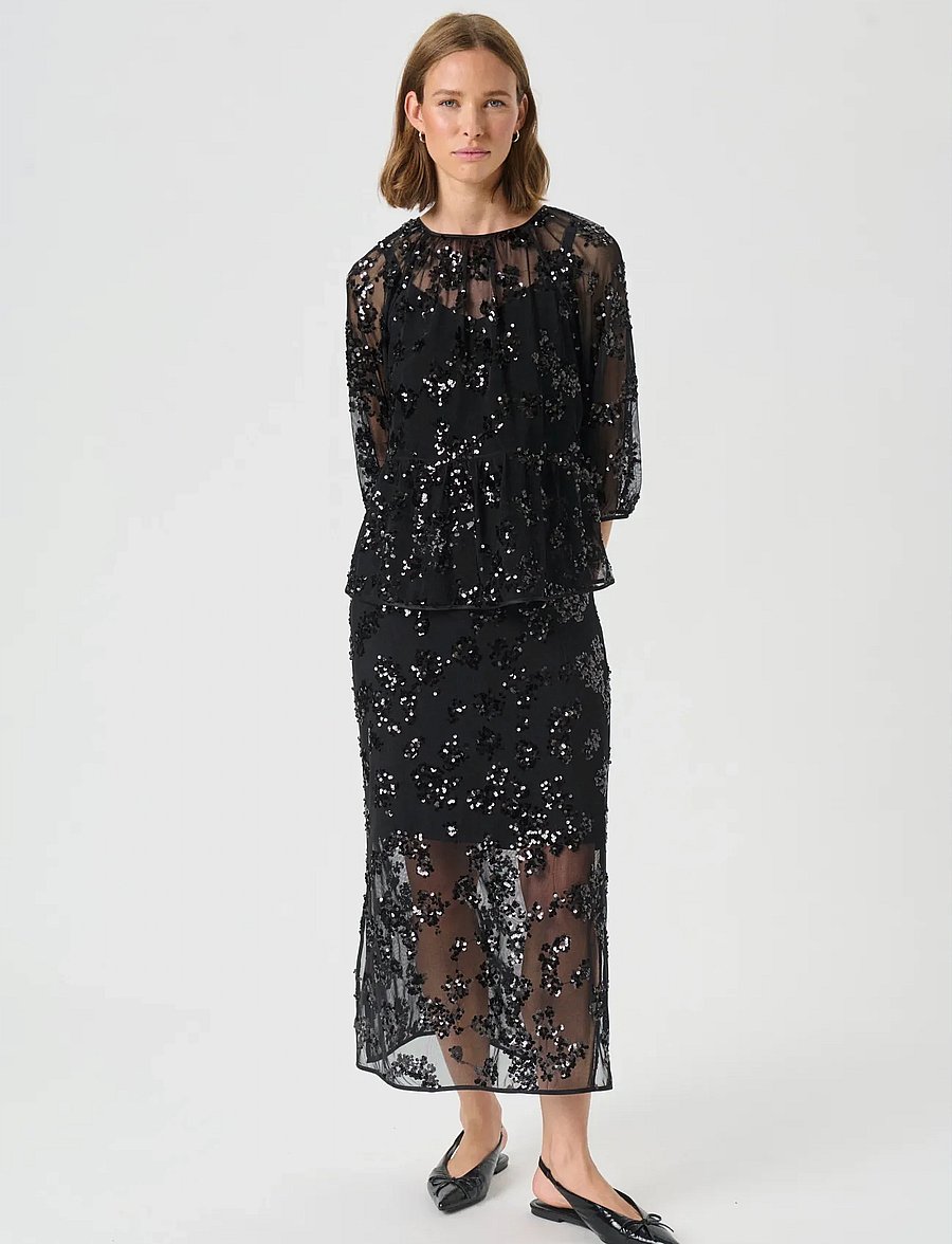 Part Two - VivanPW BL - langärmelige blusen - black sequins on mesh - 4