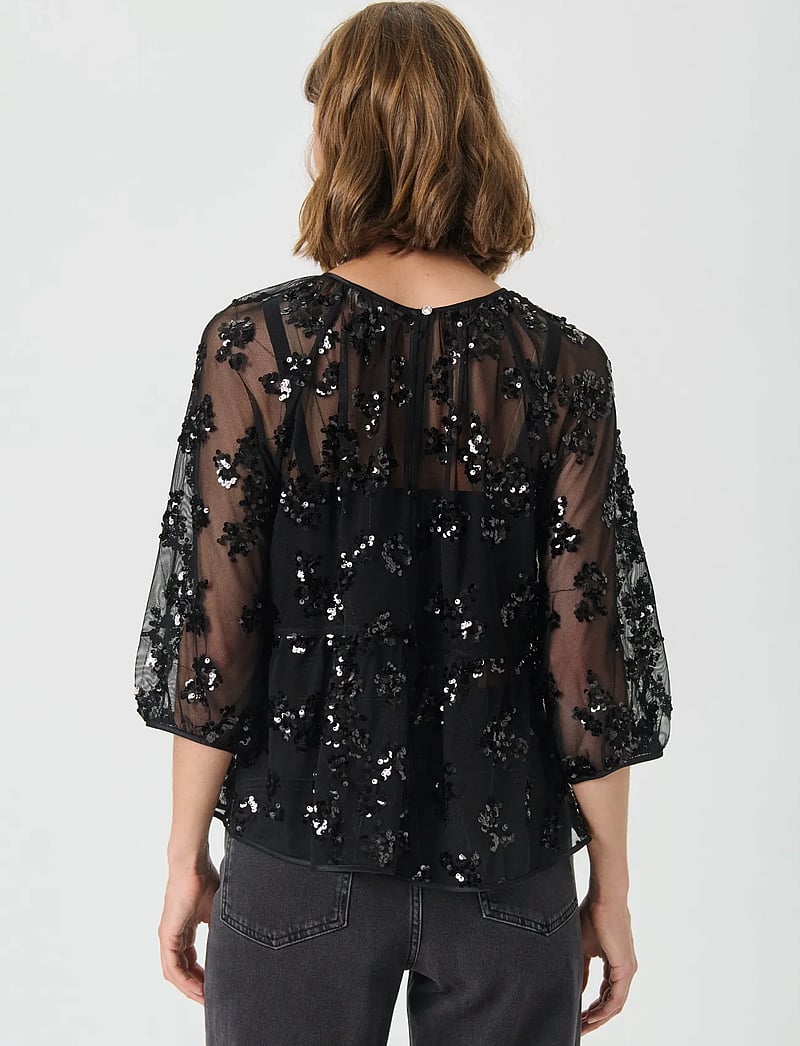 Part Two - VivanPW BL - langärmlige blusen - black sequins on mesh - 5