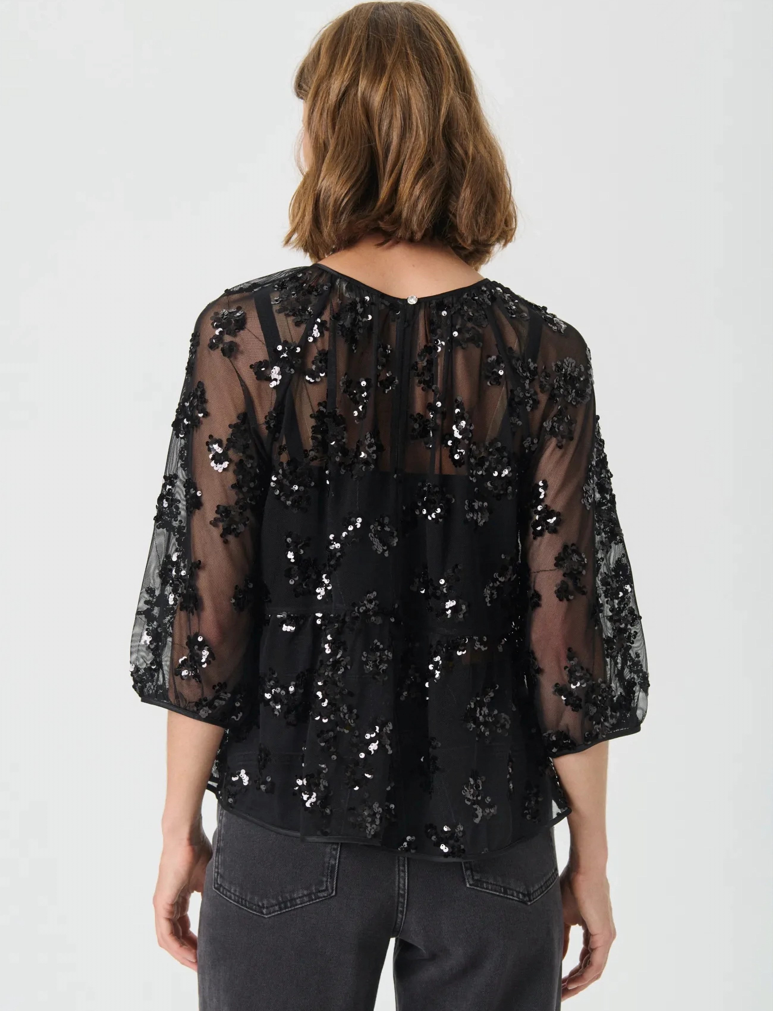 Part Two - VivanPW BL - langærmede bluser - black sequins on mesh - 5