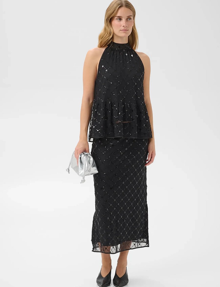 Part Two - VivikaPW Skirt - sequin skirts - black placed sequins - 3