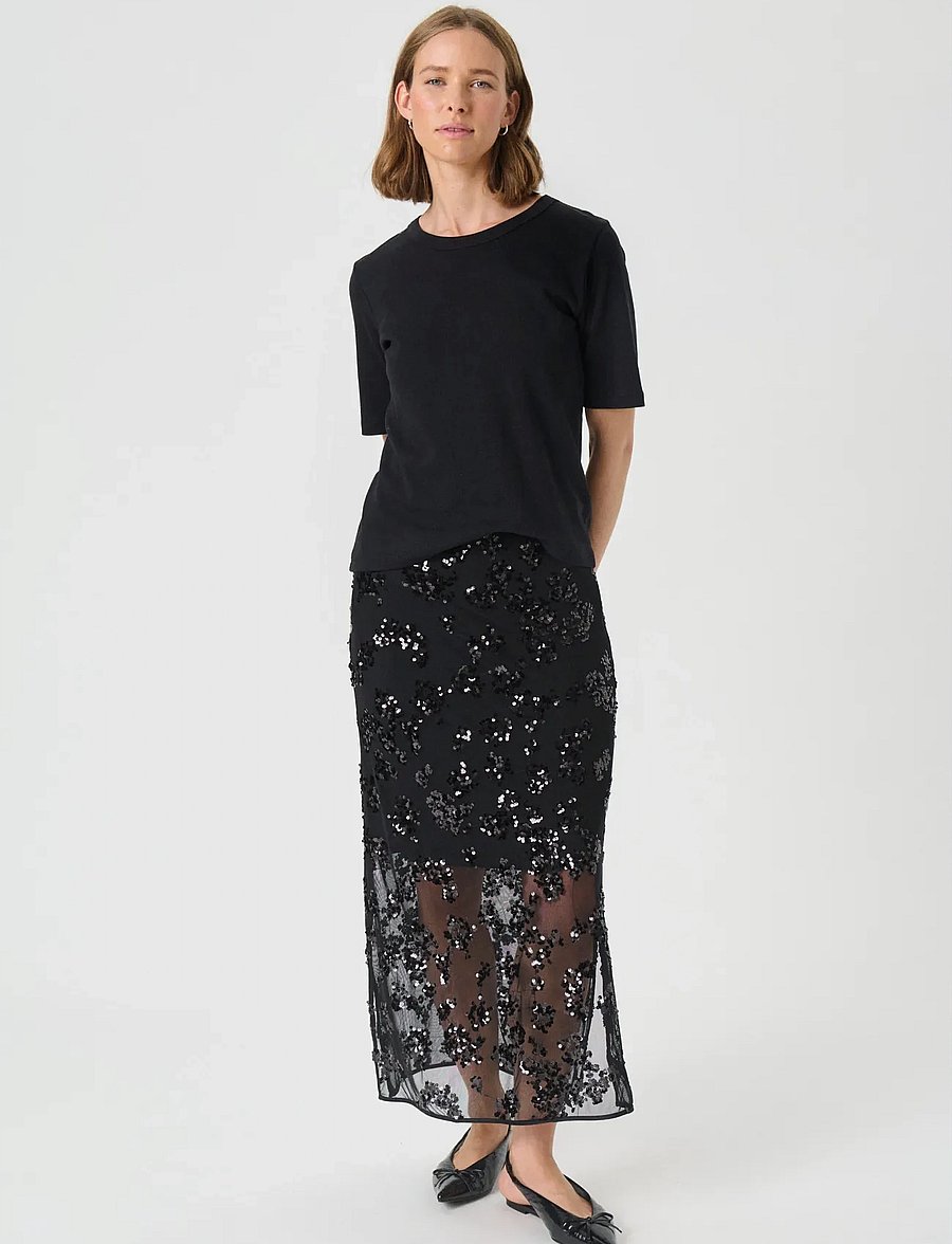 Part Two - VivikaPW SK - paillet nederdele - black sequins on mesh - 5