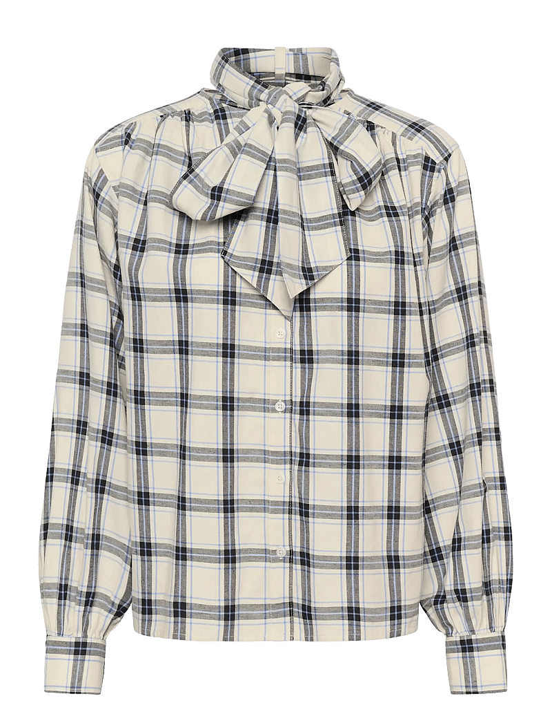 Part Two - YaninasPW BL - langærmede bluser - big dark navy check - 1