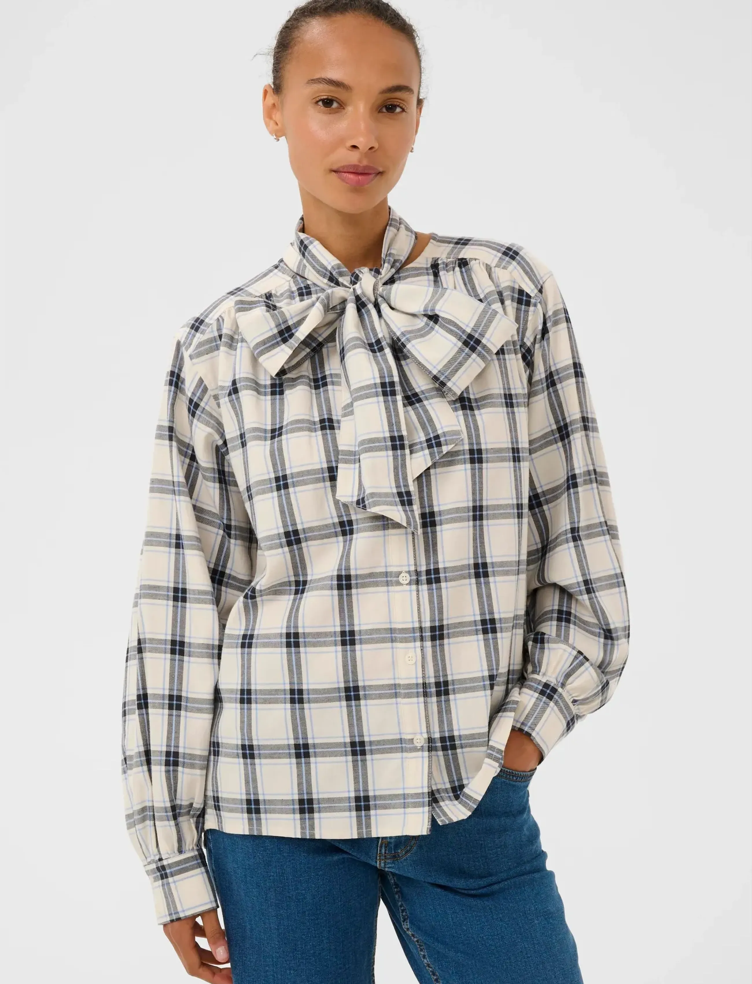 Part Two YaninasPW BL - Blusen - BIG DARK NAVY CHECK / multi