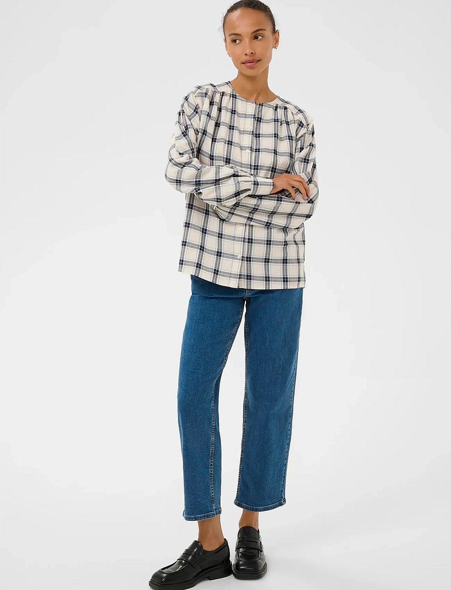 Part Two - YaninasPW BL - langärmelige blusen - big dark navy check - 3