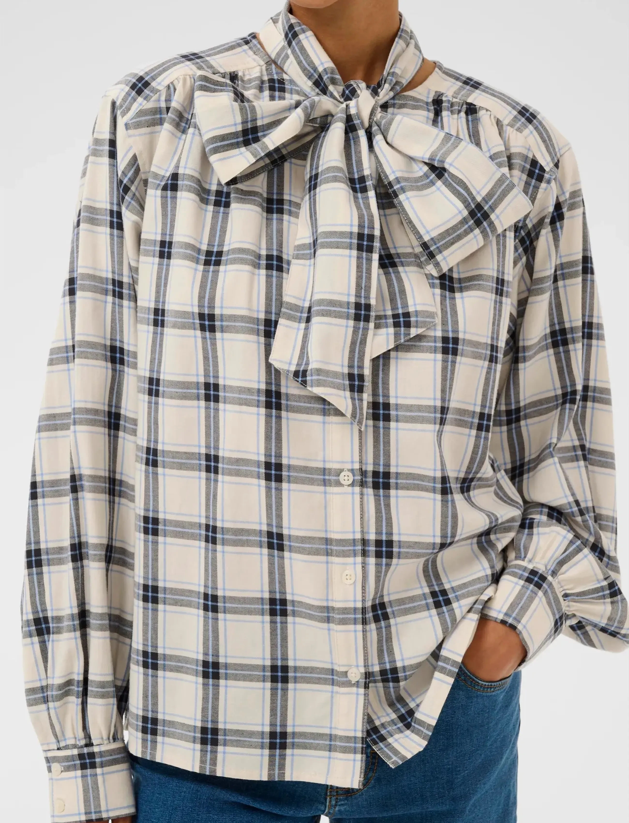 Part Two - YaninasPW BL - pikkade varrukatega pluusid - big dark navy check - 5