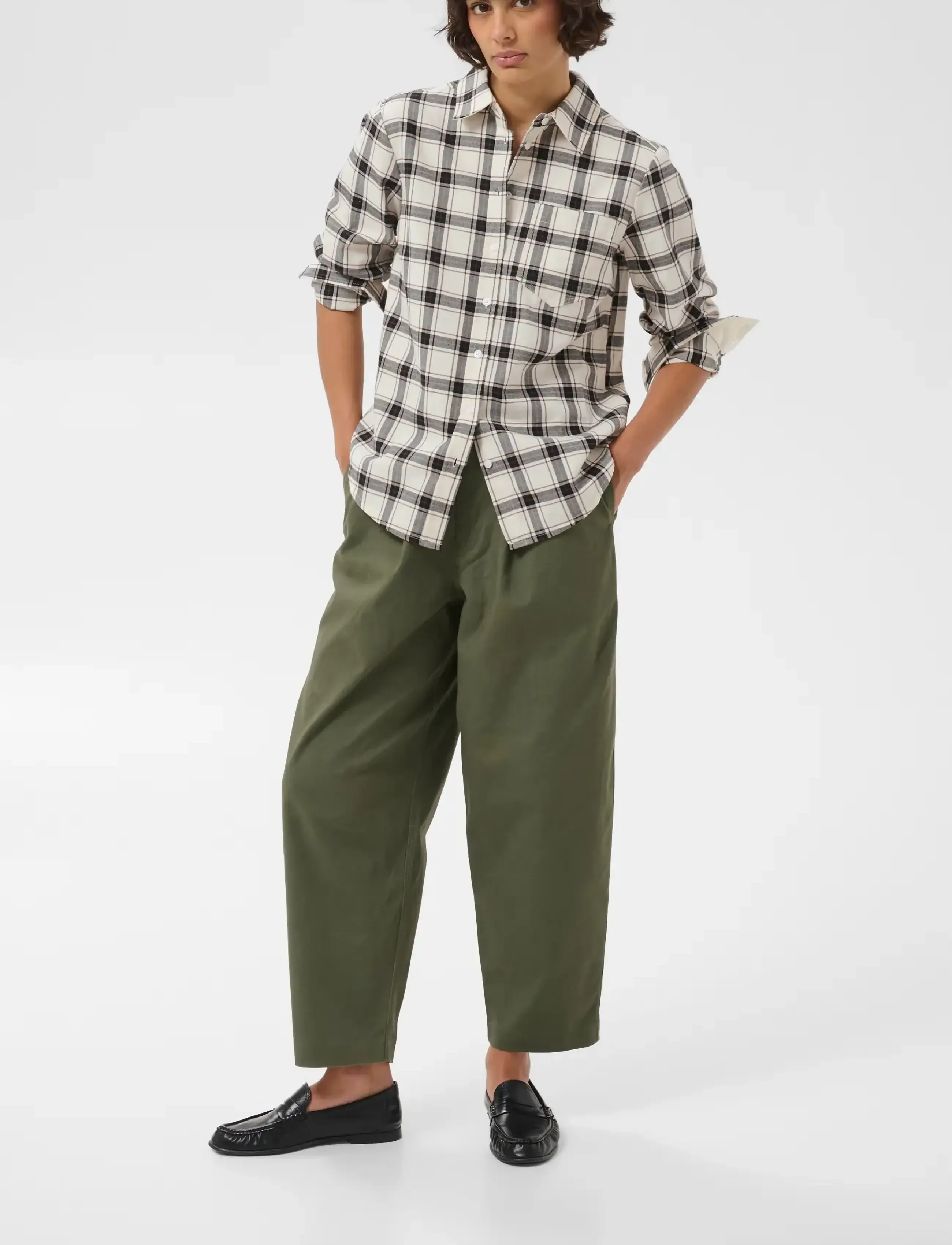 Part Two YanaPW Shirt - Hemden - DARK NAVY/MOLE CHECK / brown