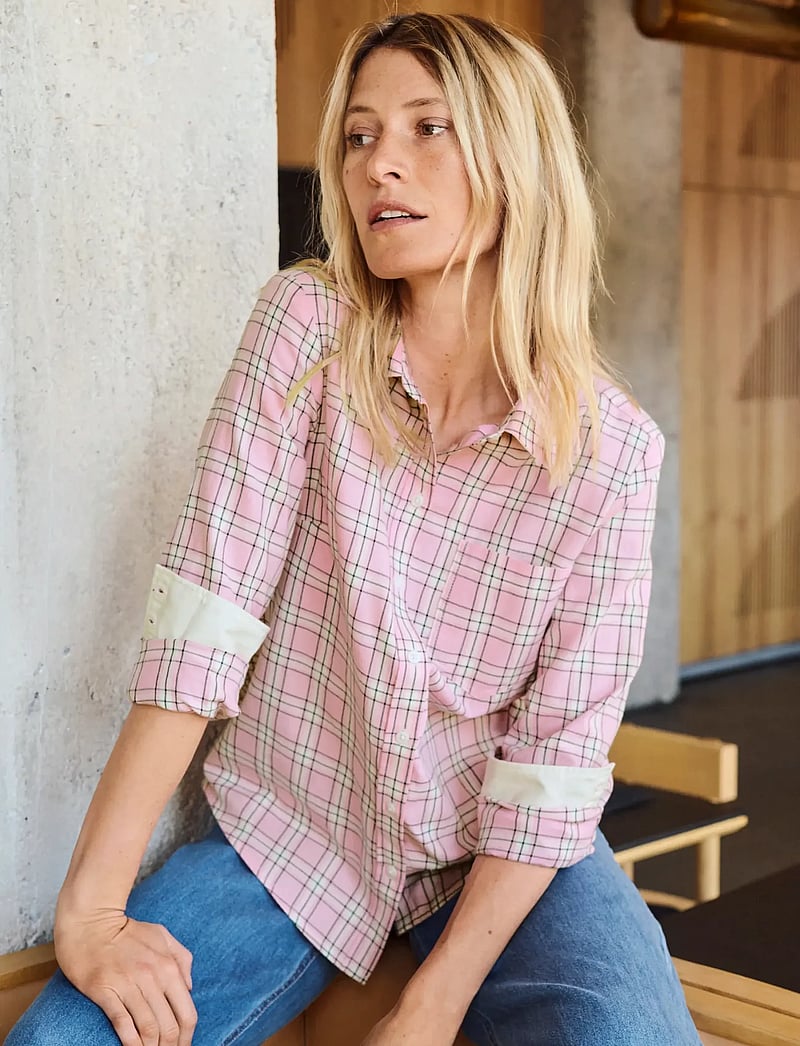 Part Two - YanaPW Shirt - långärmade skjortor - pink check - 0