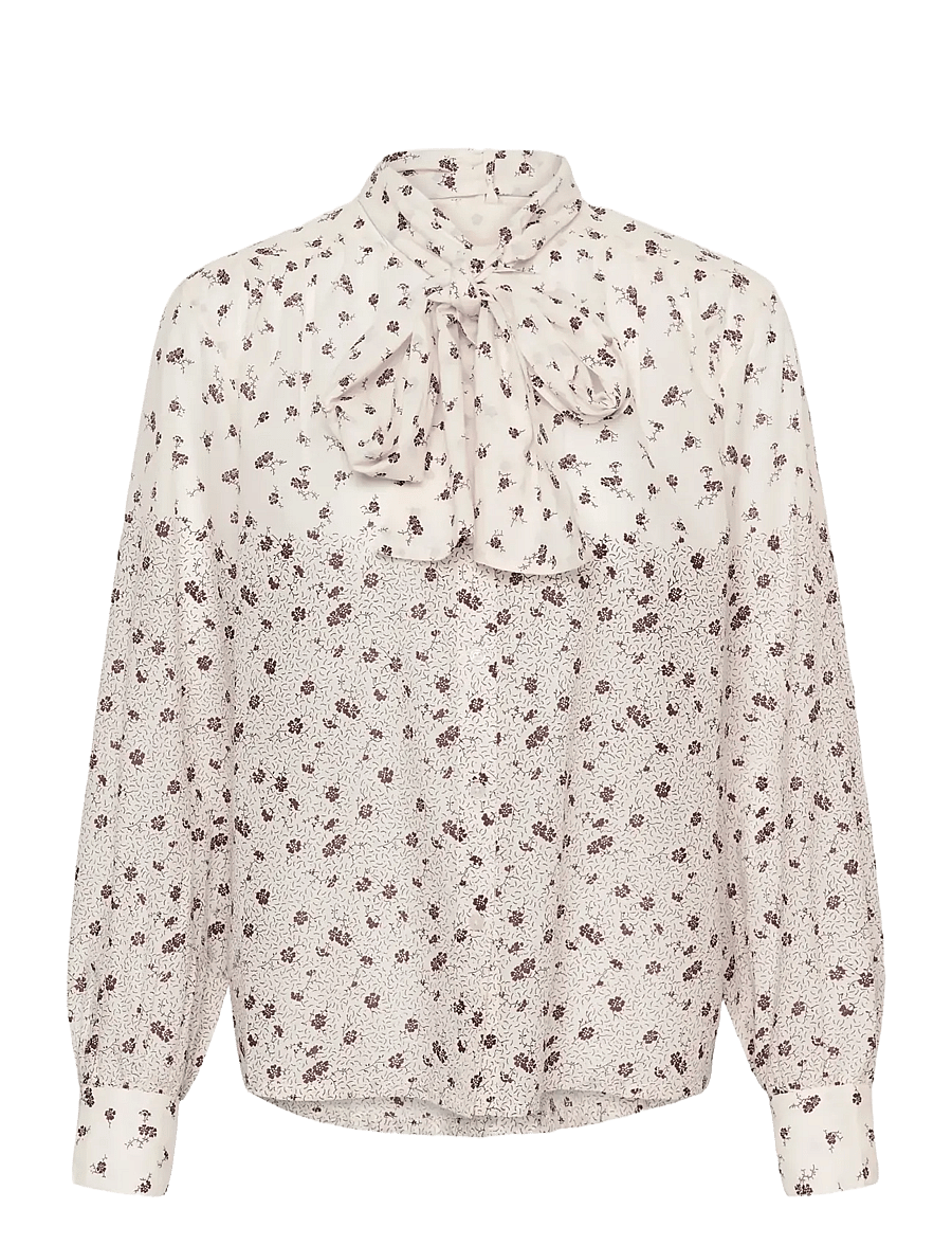 Part Two - YaninaPW BL - long sleeved blouses - whispering white fragile print - 1