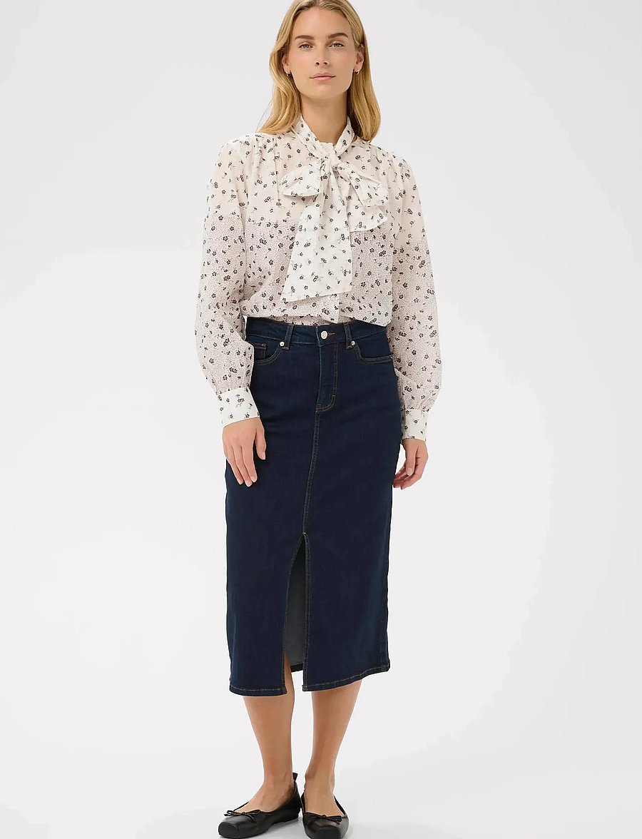 Part Two - YaninaPW BL - long sleeved blouses - whispering white fragile print - 3