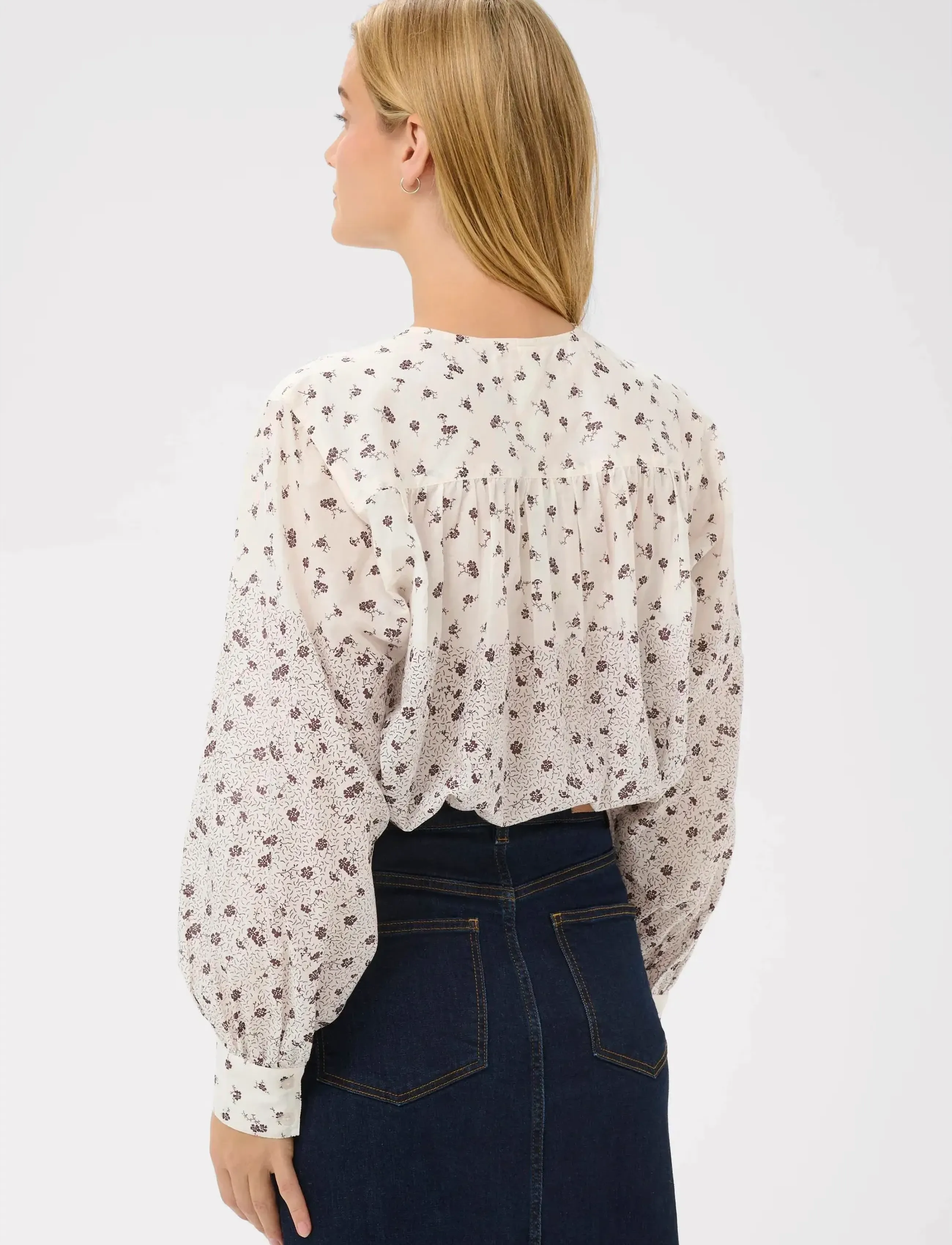 Part Two - YaninaPW BL - langærmede bluser - whispering white fragile print - 4