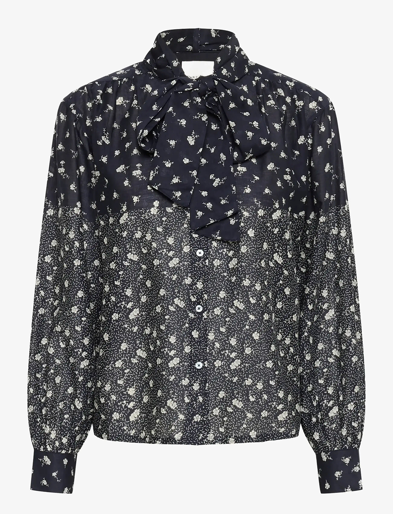 Part Two - YaninaPW BL - langærmede bluser - dark navy fragile print - 1