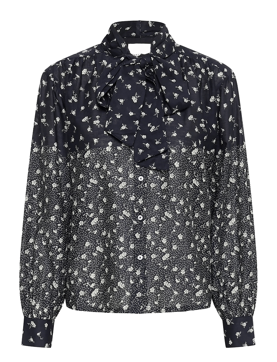 Part Two - YaninaPW BL - långärmade blusar - dark navy fragile print - 1