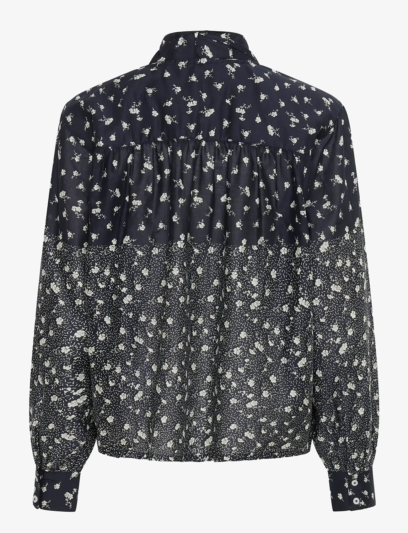 Part Two - YaninaPW BL - langærmede bluser - dark navy fragile print - 2