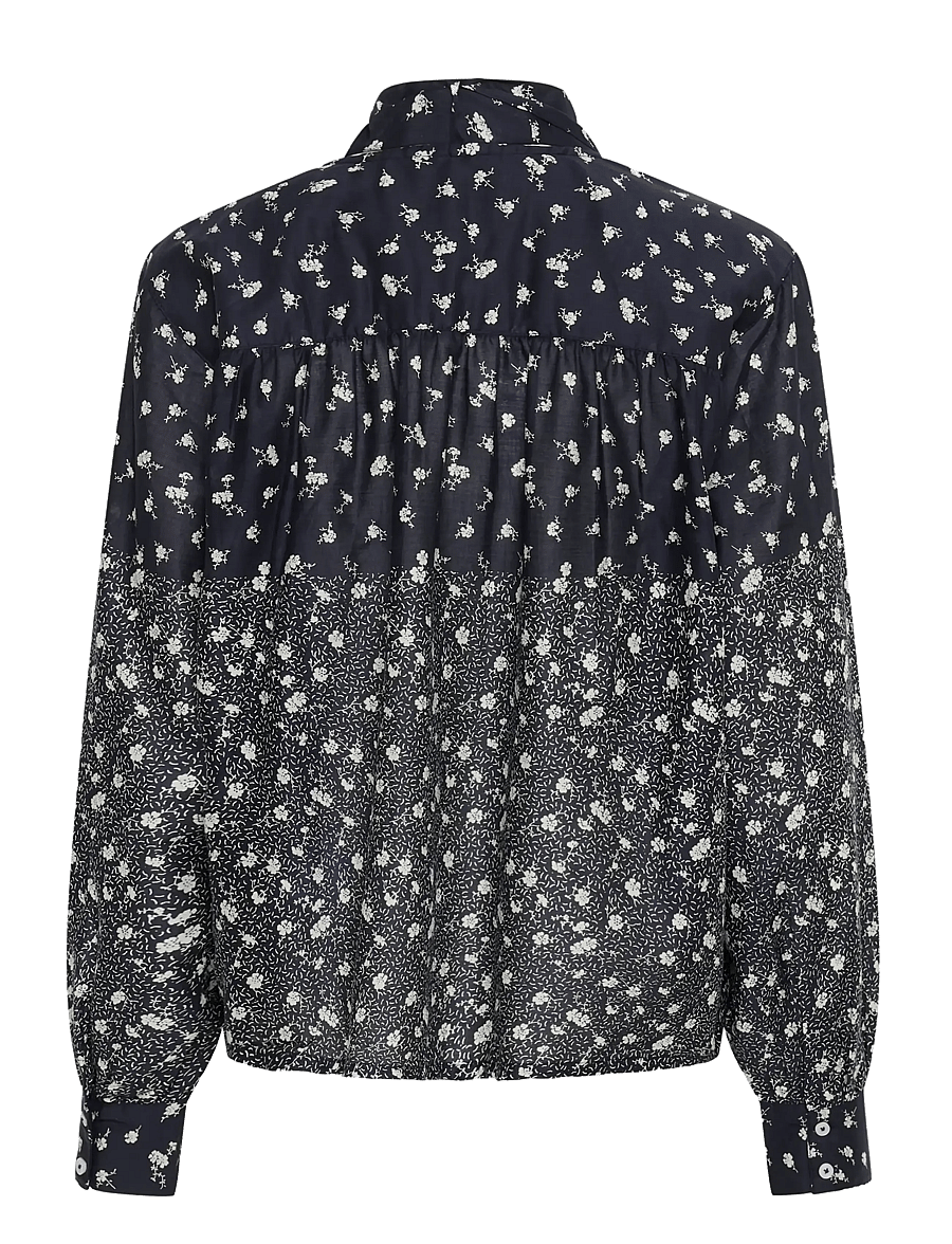 Part Two - YaninaPW BL - långärmade blusar - dark navy fragile print - 2