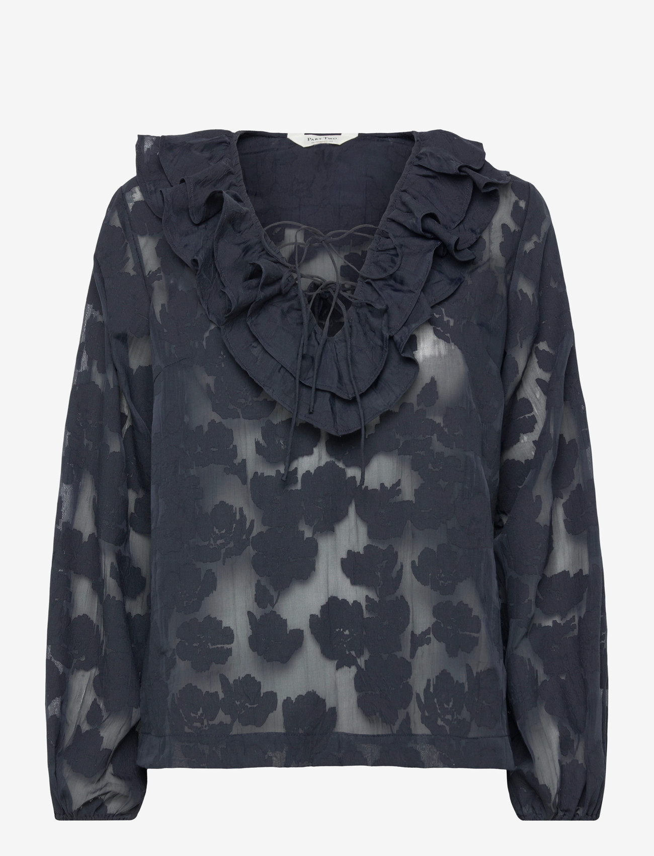 Part Two - ZairaPW BL - långärmade blusar - dark navy blurred flower - 0